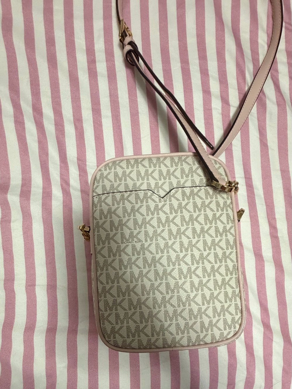 Michael Kors Women's Jet Set Travel Medium Logo Crossbody Pink Off White Grey - Picture 3 of 7
